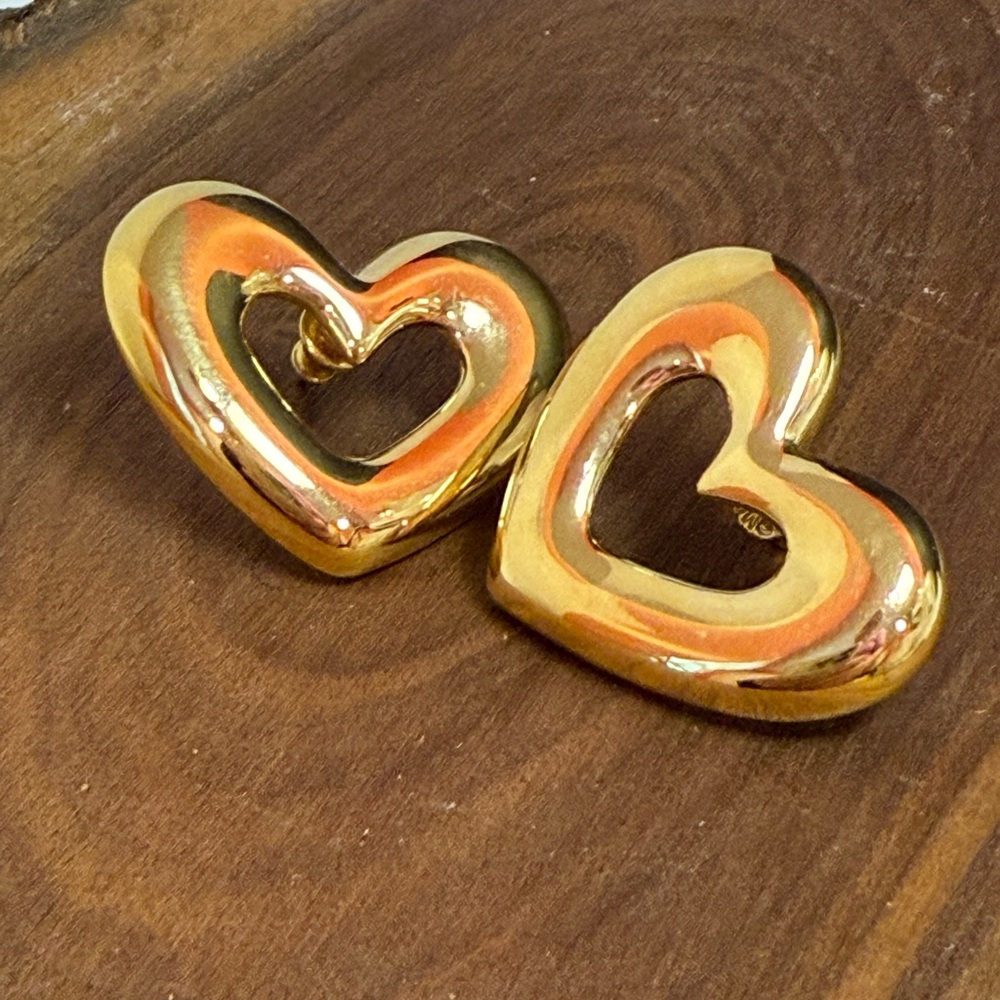 Monet Gold Puffy Heart Earrings
